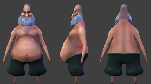 Low Poly old fat dude preview image